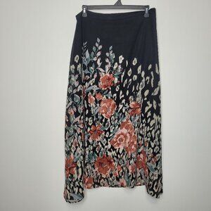 Chances R black red flower artsy grunge poetic cottage pull on skirt size xl